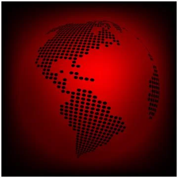 Globe earth world map - abstract dotted vector background.  Red wallpaper ill Stock Illustration