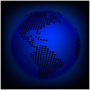 Globe earth world map - abstract dotted vector background.  Blue wallpaper il Illustrazione stock