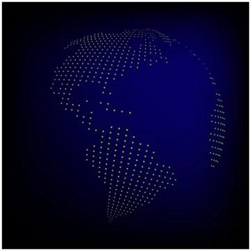 Globe earth world map - abstract dotted vector background.  Blue wallpaper il イラスト素材