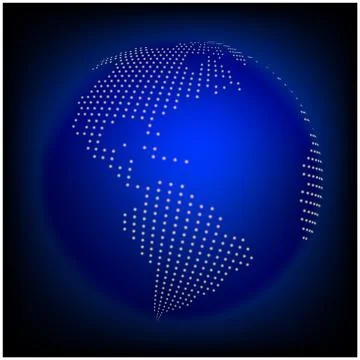 Globe earth world map - abstract dotted vector background.  Blue wallpaper il Stock Illustration