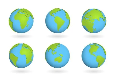 Globe earth world sign. Vector planet, 3d map on the ball shape. Digital surf Stock Illustration