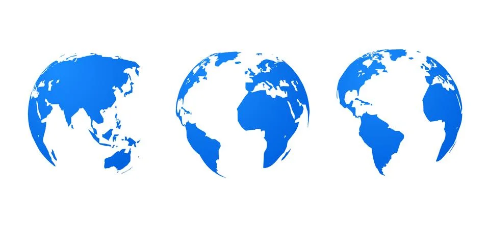 Globe earth world vector map. 3d blue transparent digital planet round globe Stock Illustration