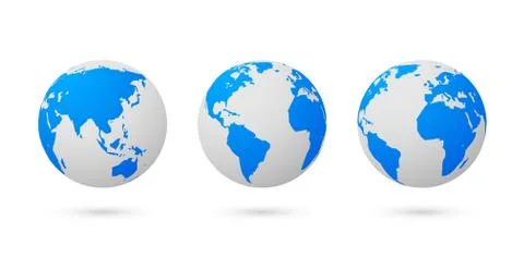 Globe earth world vector map. 3d blue transparent digital planet round globe Stock Illustration