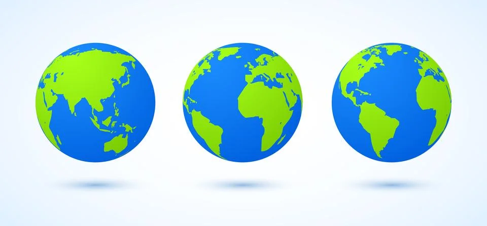 Globe earth world vector map. 3d blue transparent digital planet round globe Stock Illustration