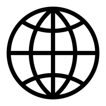 Globe Earth World Wire Frame Round Circular. Round Sphere Circular Black Illu Stock Illustration