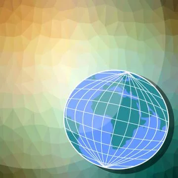 Globe - eastern hemisphere on triangle background Stock Illustration