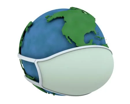 Globe in face mask Stock Illustration