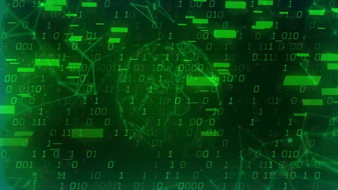 Globe fading starting drifting binary digits with network forming around orb Stock Footage 313307613