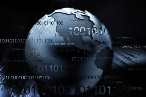 Globe with fiber optics and binary numbers Stock Illustration