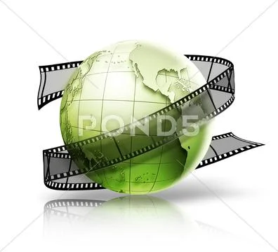 Globe with film strip Stock Illustration