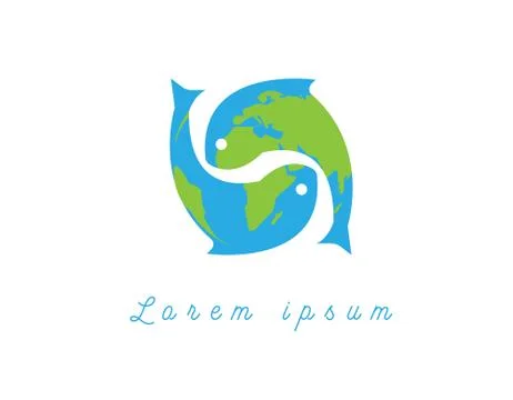 Globe fish logo Stock Illustration