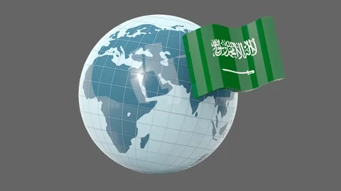 Globe with flag of saudi arabia Stock Footage 124737174