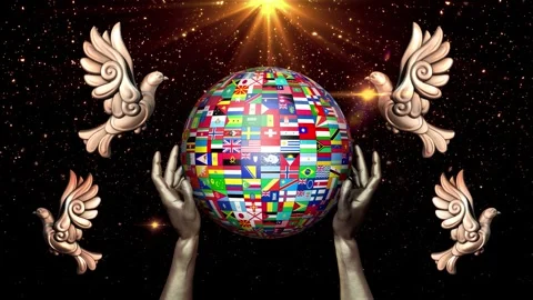 Globe Flags Background Vidéo 345895590