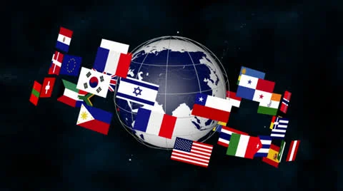 Globe with flags Stock Footage 25542410