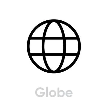 Globe flat icon. Editable Vector Stroke. 스톡 일러스트