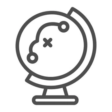 Globe with flight path line icon, school concept, equipment for geography sign Stock Illustration