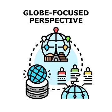 Globe focused perspective global business concept illustration Stock Illustration