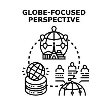 Globe focused perspective global business concept illustration 스톡 일러스트