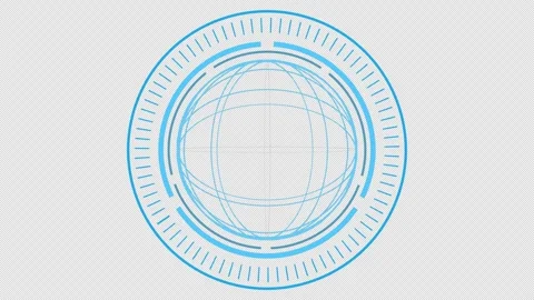 Globe Futuristic Digital Network Interface Animation with Rotating HUD Circle Te Stock Footage 336653488