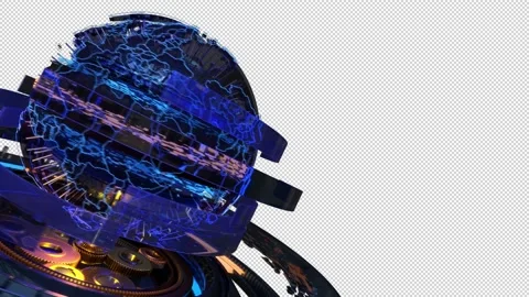 Globe Gear Broadcast Design Loop Alpha Stock Footage 226098391