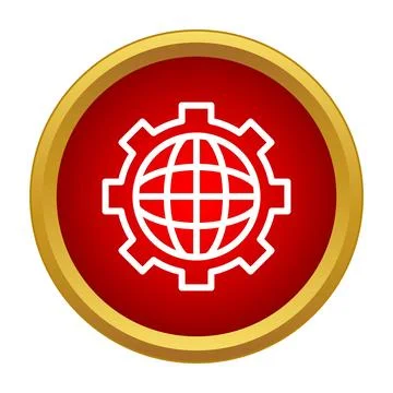 Globe gear system representing global network settings icon Stock Illustration