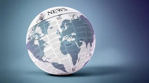 Globe with generic newspaper texture. 3D illustration Stock Illustration