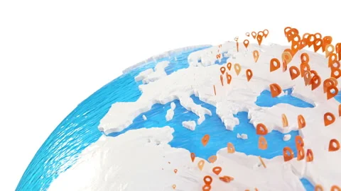 Globe with geolocation tags Stock Footage 109992079