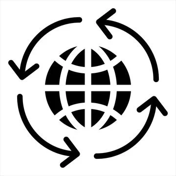 Globe glyph icon vector illustration isolated on white background 스톡 일러스트