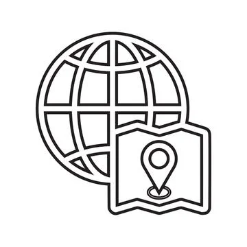 Globe, gps, map outline icon. Line art vector. Stock Illustration