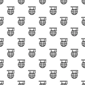 Globe with graduation caps forming a continuous texture Illustrazione stock