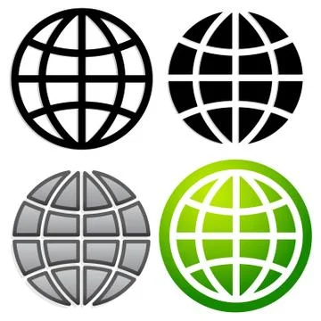 Globe graphics in 4 versions Stock Illustration