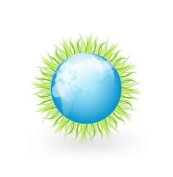 Globe with grass Stock Illustration