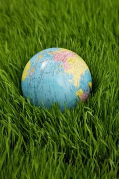 Globe on grass Stock Photos