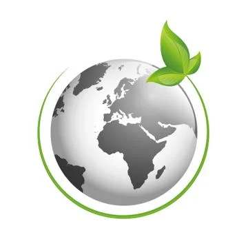 Globe with green leaf on white background Stock-Illustration