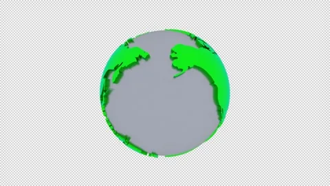 Globe Green Transparent Background Loop Stock Footage 346311967