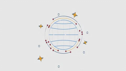 Globe grid with circular data nodes 2D object doodle animation Stockbeeldmateriaal 314491307