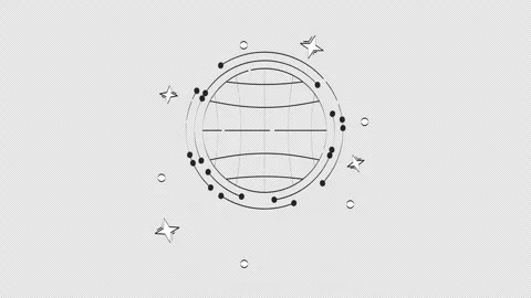 Globe grid with circular data nodes outline 2D object doodle animation Stockbeeldmateriaal 314715869
