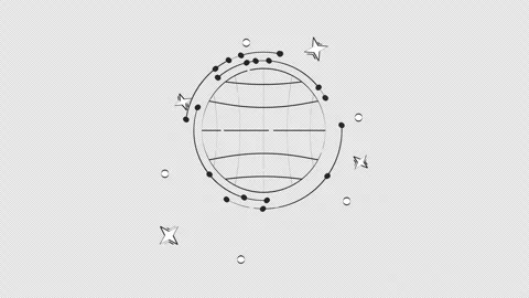Globe grid with circular data nodes outline hand drawn 2D object animation Stock Footage 315160853