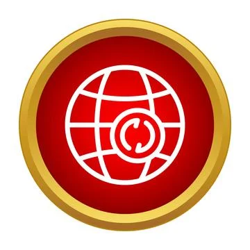 Globe grid showing two arrows reloading worldwide web data 库存插图