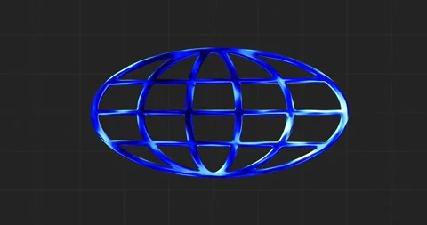Globe gride in blue chrome with black background. y2k aesthetics Stock Footage 297548934