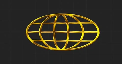 Globe gride in gold chrome with black background. y2k aesthetics Stock Footage 297548933