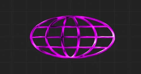 Globe gride in pink chrome with black background. y2k aesthetics Stock Footage 297548935