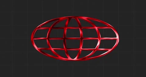 Globe gride in red chrome with black background. y2k aesthetics Stock Footage 297548948