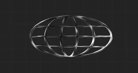 Globe gride in silver chrome with black background. y2k aesthetics Stock Footage 297548949