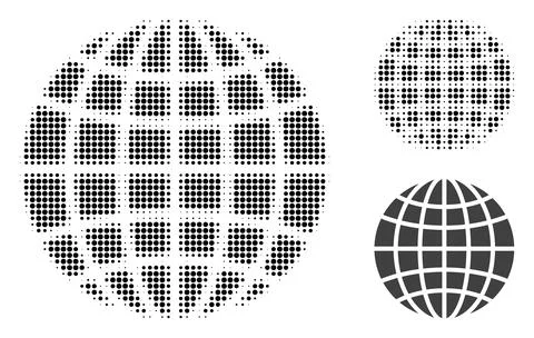 Globe Halftone Dotted Icon Illustrazione stock