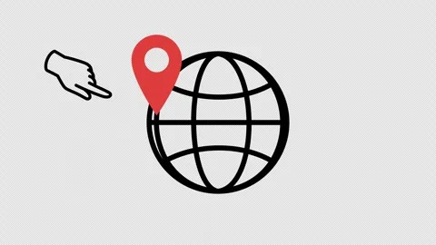 Globe, hand and pin animation on transparent background Stock-Footage 346225480