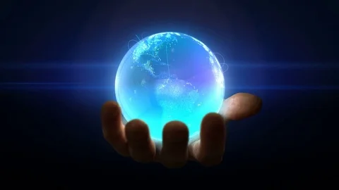 Globe in hand loop Stock Footage 72934654