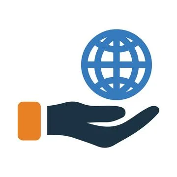 Globe, hand, world, net, globe on hand icon Stock Illustration