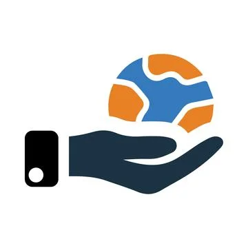 Globe, hand, world, net, globe on hand icon Stock Illustration