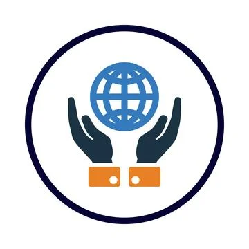 Globe, hand, world, net, globe on hand icon Stock Illustration